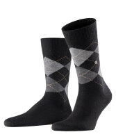 Burlington Herren Edinburgh Socken Wolle Schwarz Grau viele weitere Farben verstärkte Herrensocken mit Muster atmungsaktiv kariert mit Argyle 1 Paar