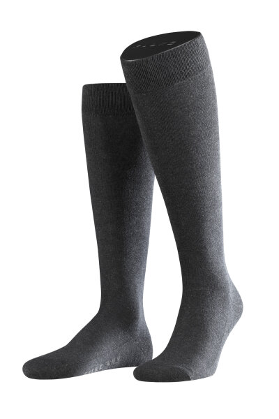 FALKE Herren Kniestrümpfe Family, Nachhaltige Baumwolle, 1 Paar, Grau (Anthracite Melange 3080), 39-42