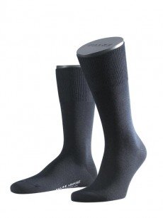 FALKE Herren Socken Airport, Wolle Baumwolle, 1 Paar, Blau (Dark Navy 6370), 43-44