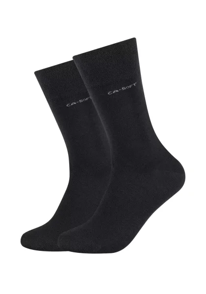 Camano Unisex 2er Pack einfarbige Socken mit verstärkten Zehen und Fersen Damen & Herren Strümpfe, Gr. 35-38, Schwarz (black 05)