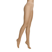 ITEM m6 - INVISIBLE Stripes Panty TIGHTS Damen | Unsichtbare Strumpfhose mit Streifenmuster im 15 DEN Look (M Kurz, Suntan / Almond)