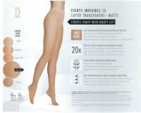 ITEM m6 - INVISIBLE Stripes Panty TIGHTS Damen | Unsichtbare Strumpfhose mit Streifenmuster im 15 DEN Look (M Kurz, Suntan / Almond)