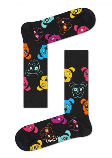 Happy Socks Basic Damen und Herren lustig, bunt und frech Dog schwarz