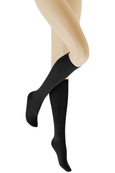 Damen Kniestrumpf -Relax Cotton- 97% Baumwolle ohne einengenden Bund