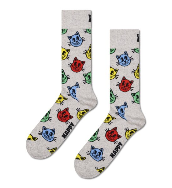 Happy Socks CAT grau melange unisex Baumwolle
