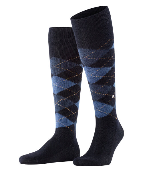 Preston Herren Kniestrumpf im klassische ARGYLE Design von Burlington aus warmen weichen Softacryl darknavy_40-46