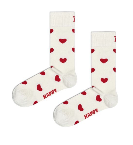 Happy Socks Heart Socks für Sie und Ihn aus Baumwolle ecru_36-40