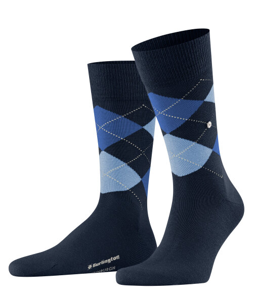 EDINGBURGH Herrensocken im klassische ARGYLE Design von Burlington aus Schurwolle marine_40-46