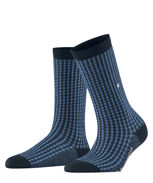 Burlington Pepita Damen Socken gemustert aus Schurwollqualität marine_36-41