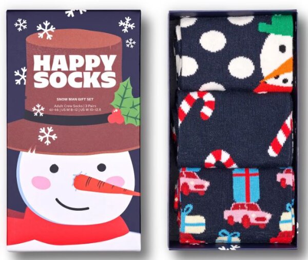 Happy Socks Weihnachstsocken Geschenkset 3 Paar Socken aus Baumwolle  in Motivbox