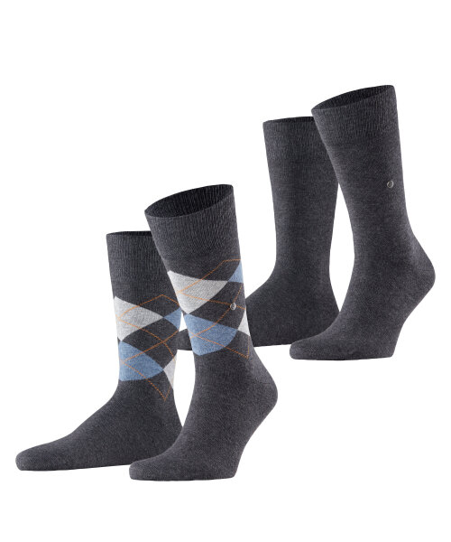 Burlington Everyday 2-Pack Herren Socken aus weicher gekämmter Baumwolle anthra.mel (3081), 40-46