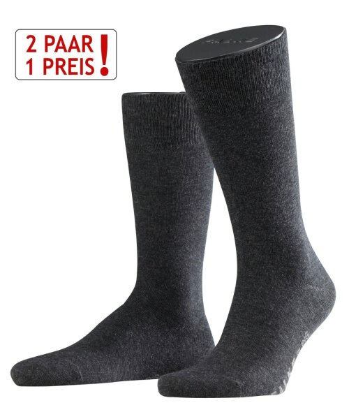 FALKE Swing 2-Pack Herren Socken anthra.mel (3080) 43-46 mit angenehmer Baumwolle