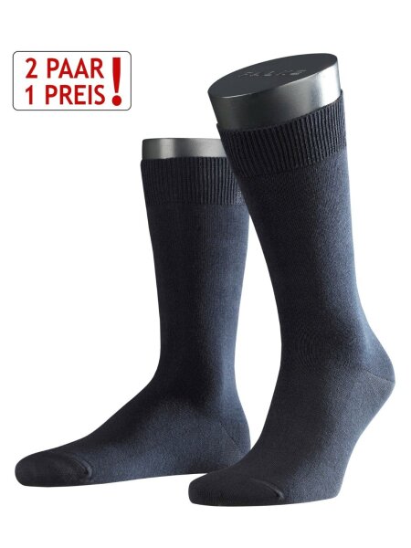 FALKE Herren Socken Swing 2-Pack, Baumwolle, 2 Paar, Blau (Dark Navy 6370), 43-46