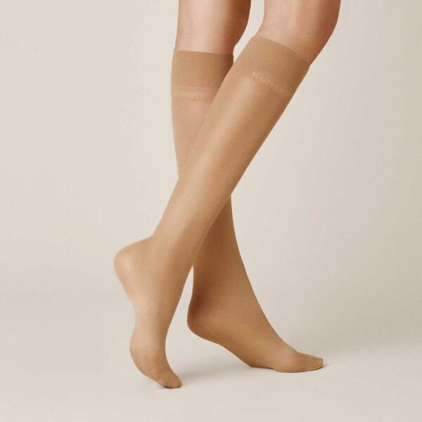KUNERT Damen Satin Look 40 KSD Kniestrumpf, Puder, 39/42